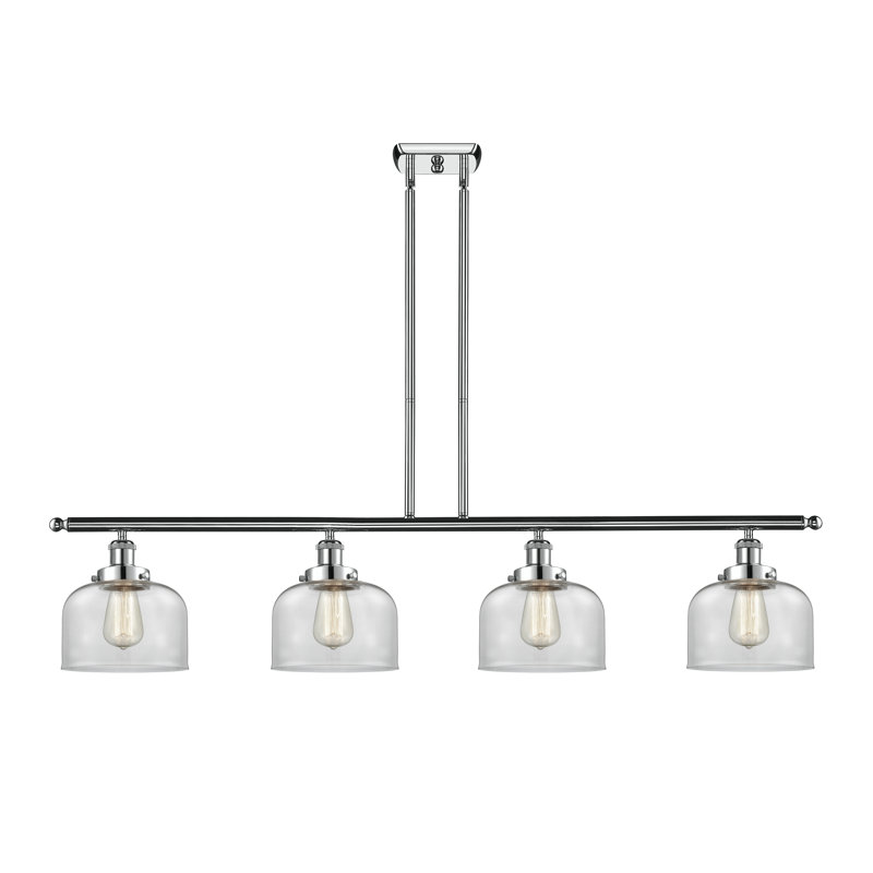 Luminaire suspendu pour îlot de cuisine 4 lumières Bissonnette, Transparent, DEL, Chrome poli