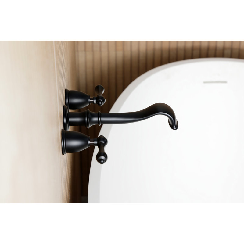 Kingston Brass Two-Handle 3-Hole Wall Mount Roman Tub Faucet, Matte Black