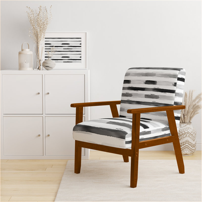 Chaise rembourrée Modern, Accoudoirs carrés bruns