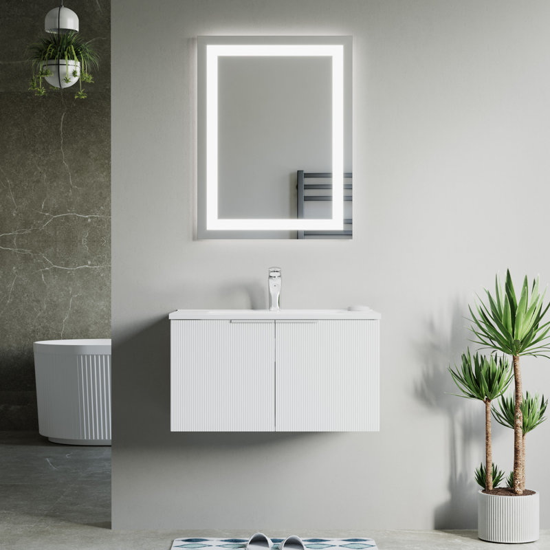 30" Single Vanity Set, Base, Ceramic Top, White