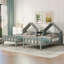 Lit plateforme simple double avec tête de lit en forme de maison et table de chevet intégrée-946352277