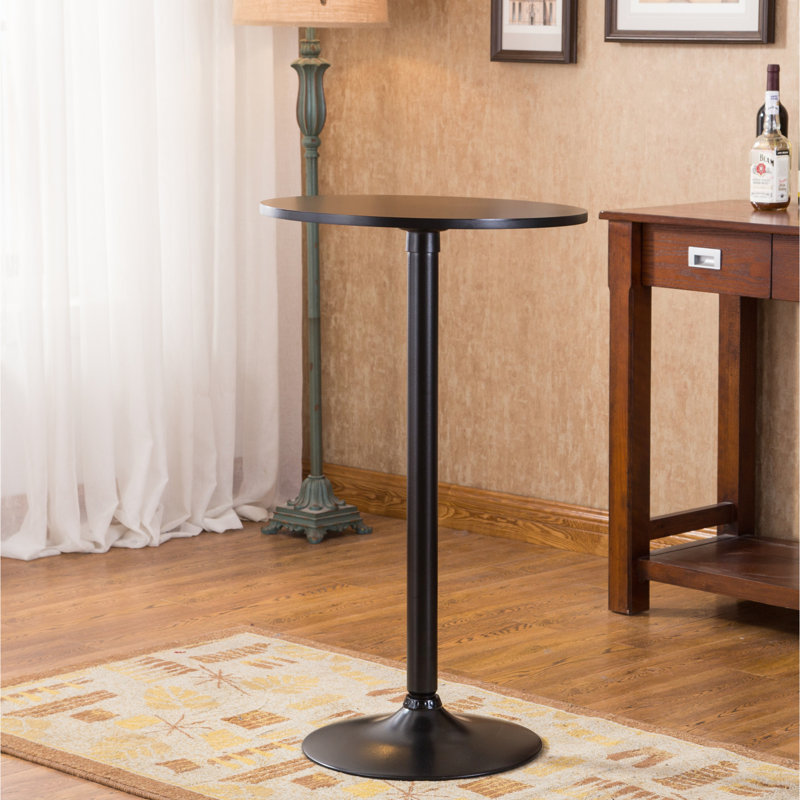 Chic Black Metal Bar Table For Home, 24" Round Top, Adjustable Legs, 40" Height Home Use, , H