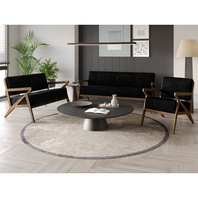 Merrin 3-Piece Contemporary Velvet Sofa Set