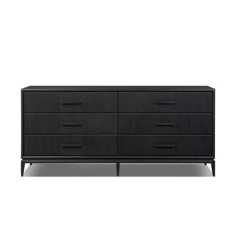 Jake 6 Drawer Dresser-Oak Veneer, Black Oak Veneer