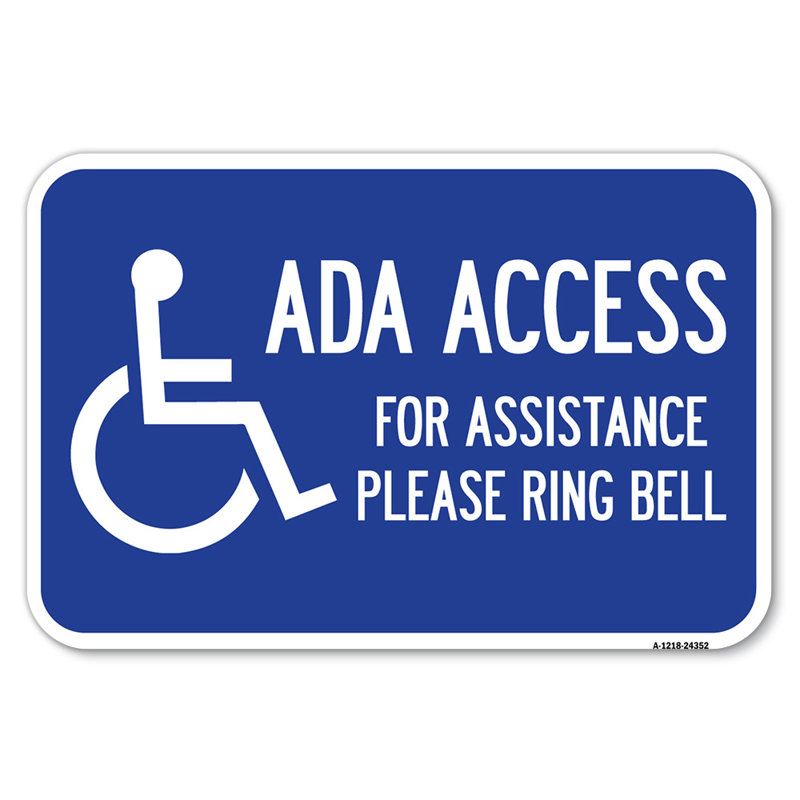 Sonnette ADA Access For Assistance (avec le nouveau symbole de l'Isa) / 24352, H 12 po x l 18 po x P 1 po