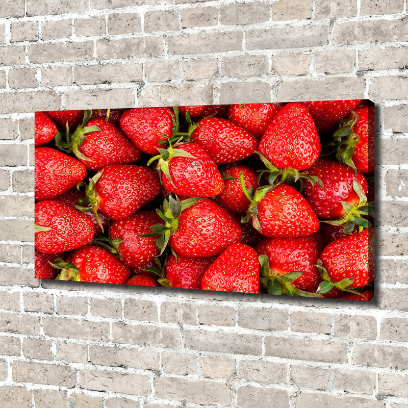 Strawberries - No Frame Print on Glass, 70cm H x 140cm W x 2cm D, Canvas