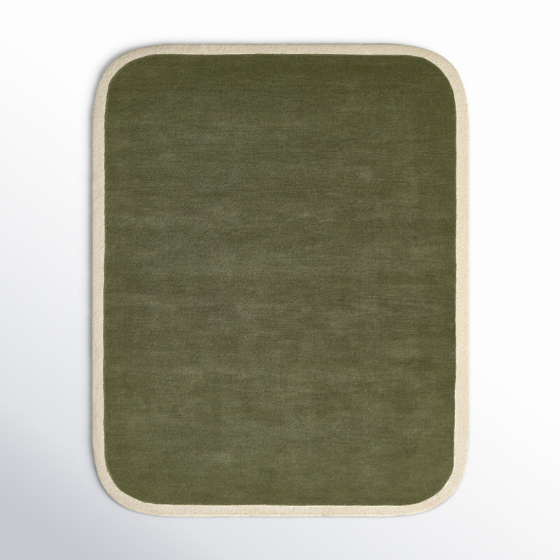 Tapis vert / beige en laine touffeté à la main Hermione, Rectangle 8 pi x 10 pi