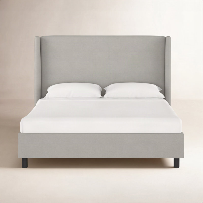 Tilly Upholstered Low Profile Platform Bed, Twin, Classic Grey Linen