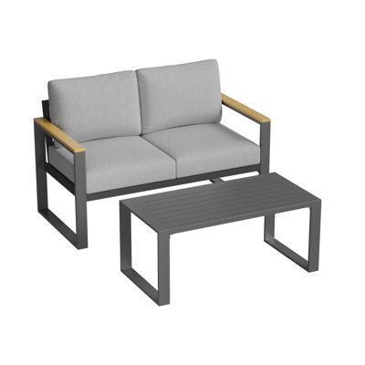 Ensemble de causeuse et de table basse pour terrasse en aluminium Modern