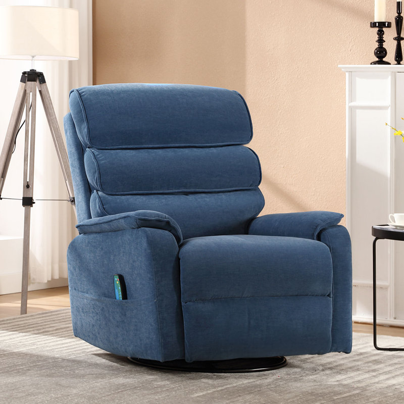 Fauteuil inclinable à bascule large avec fauteuil massant et chauffant, Microfibre / microsuède bleu
