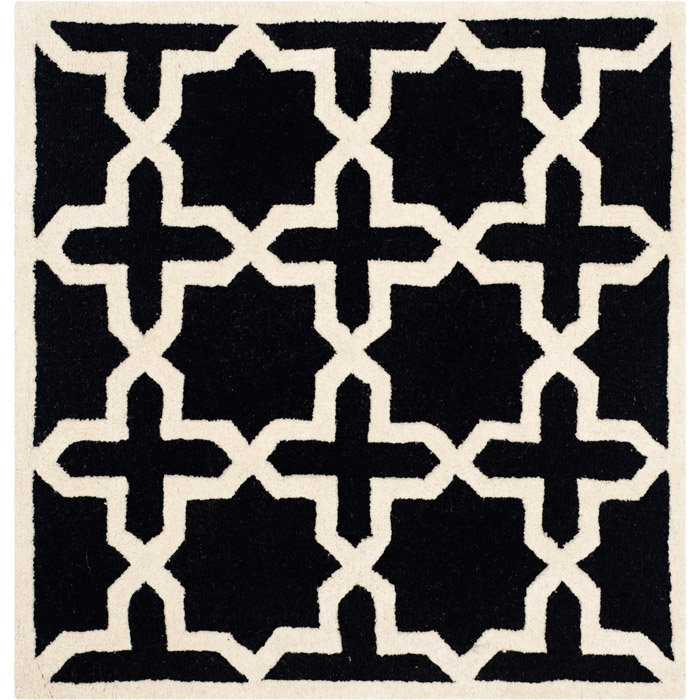 Igna Hand Tufted Wool Geometric Rug, Square 4'