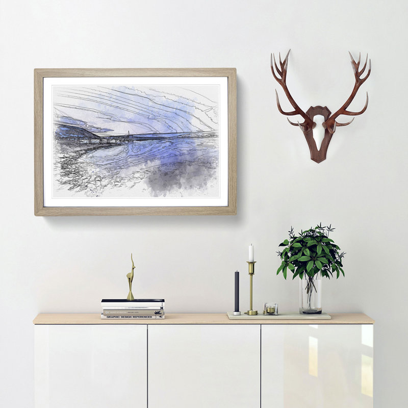 Blue Lake in Iceland - Picture Frame Graphic Art Print, Oak Framed, 62cm H x 87cm W x 2cm D