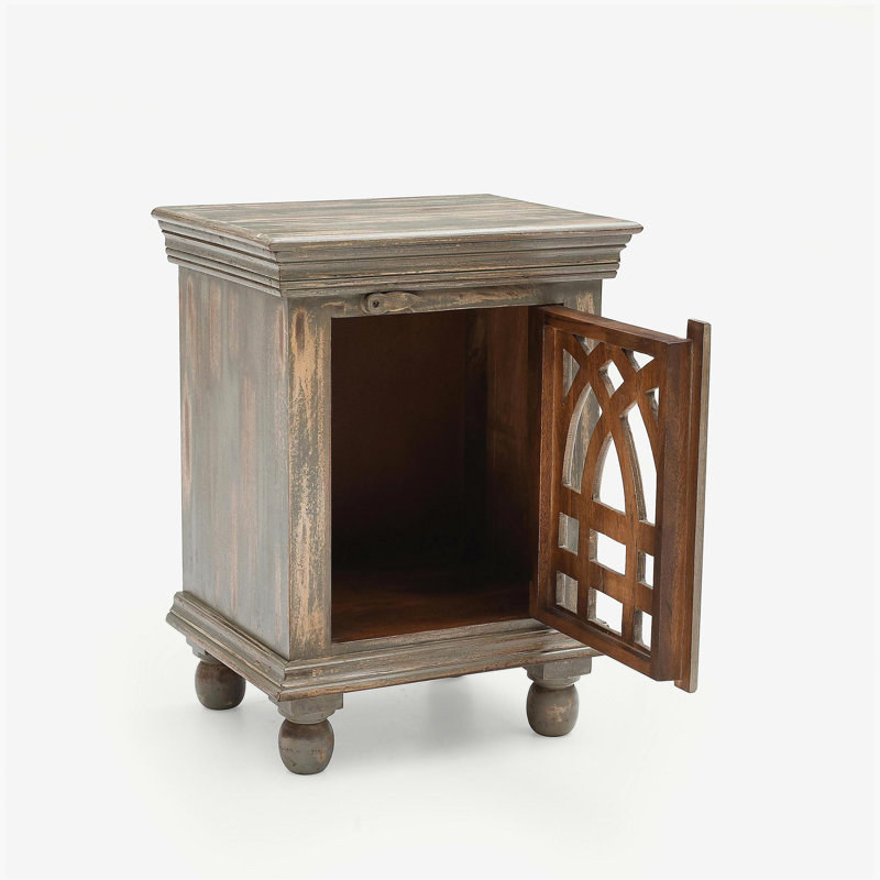 Table de chevet rétro en bois gris