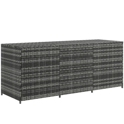 175 Gallon PE Rattan Wicker Outdoor Storage Box with Inner Liner and Pneumatic Bar Lift, Ideal for Patio Furniture, Pool Toys, and Garden Tools