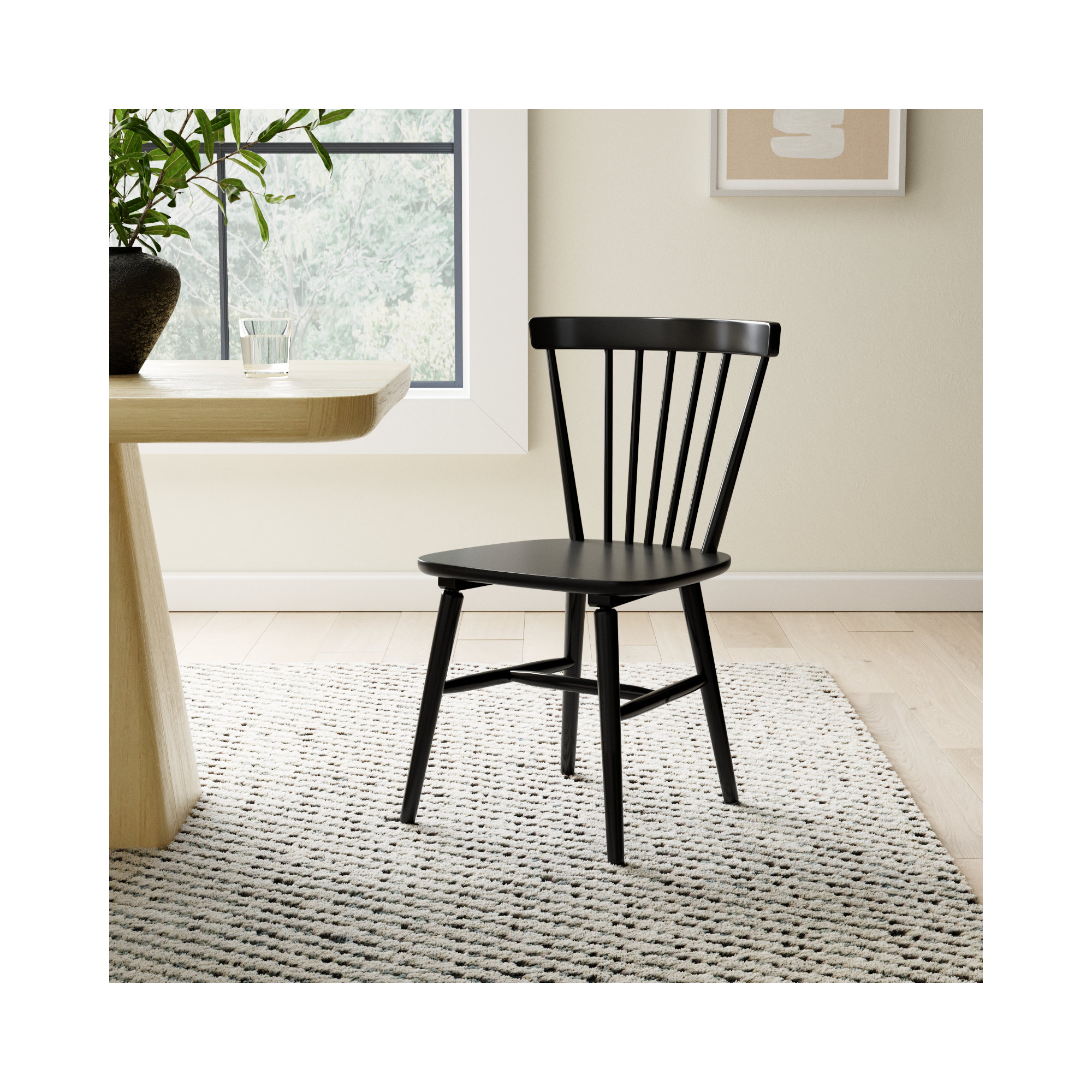 Antoya Solid Wood Dining Chair, Black