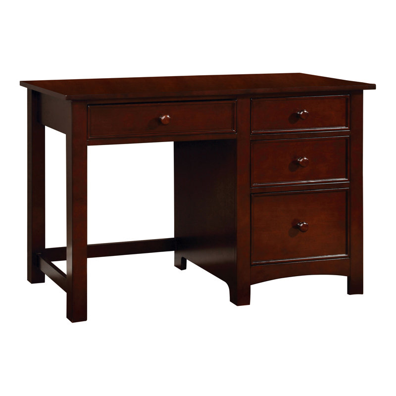 Amiya 48"W Solid Wood 4-Drawer Writing Desk, Cherry