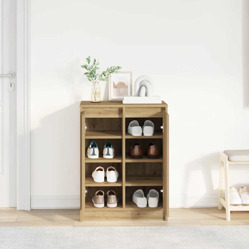 Shoe Cabinet 57X34x76 Cm Engineered Wood, Artisan Oak