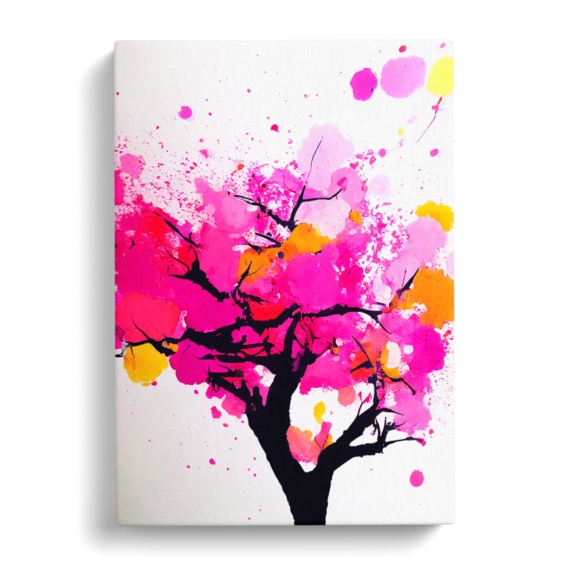 CAN-V0523-1765X Peach Blossom Tree Splatter Vol.3 - Wrapped Canvas Print, 50cm H x 35cm W