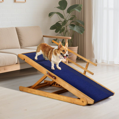 Adjustable And Folding Wooden Dog Ramp With Side Rails