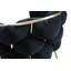 Chaise de salle à manger rembourrée en tissu noir et laiton-2133274133-2133274131