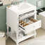 Meuble-lavabo de 24 po avec lavabo en céramique, solution de rangement moderne, tablette ouverte et 2 tiroirs, armoire au design rétro élégant