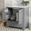 Meuble-lavabo gris de 30 po avec lavabo simple, meuble-lavabo sous-comptoir, armoire de rangement avec 2 portes et un tiroir, fermeture en douceur, rangement multifonctionnel, structure en bois massif