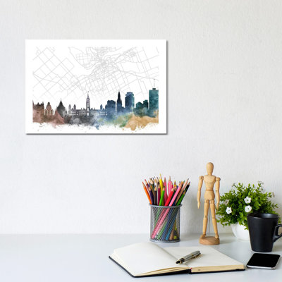 Ottawa Skyline City Map by WallDecorAddict - Gallery-Wrapped Canvas Giclée on Canvas