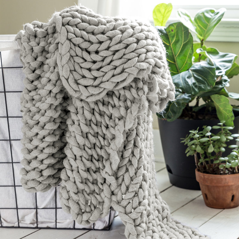 Donna Sharp Chunky Knit Gray Woven Throw, Gray