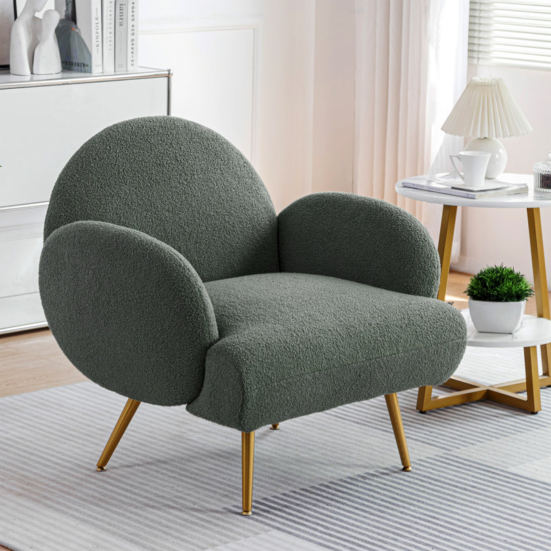 Fauteuil d'appoint moderne, fauteuil rembourré en tissu Sherpa, Sherpa vert