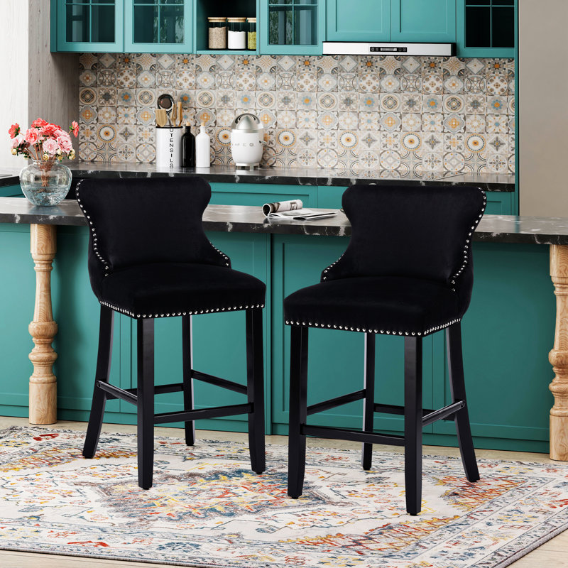 Tabourets de bar rembourrés en velours Jank