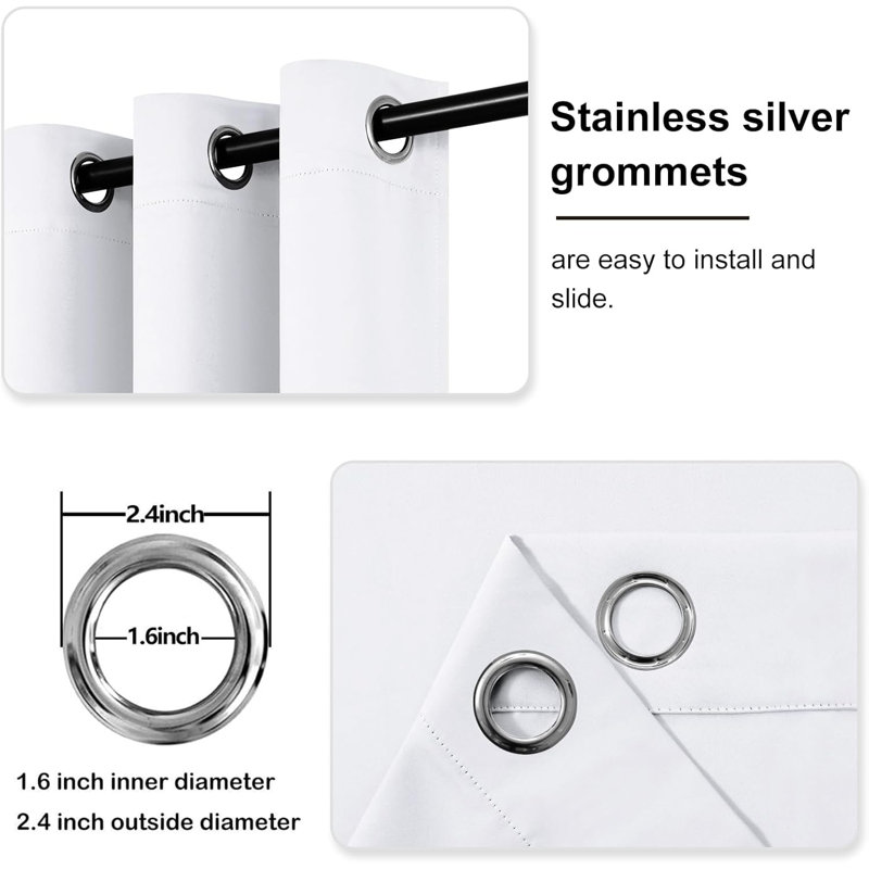 2 Thick Panels Room Darkening 85% Blackout Curtains, Thermal Insulated Block Out Light Grommet Top Drapes, 42" W x 45" L