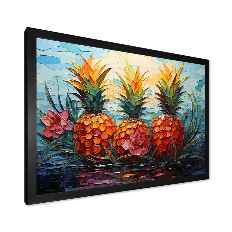 Pineapple Pond, mosaïque sur toile, H 30 po x l 40 po x P 1,5 po, Cadre photo noir simple
