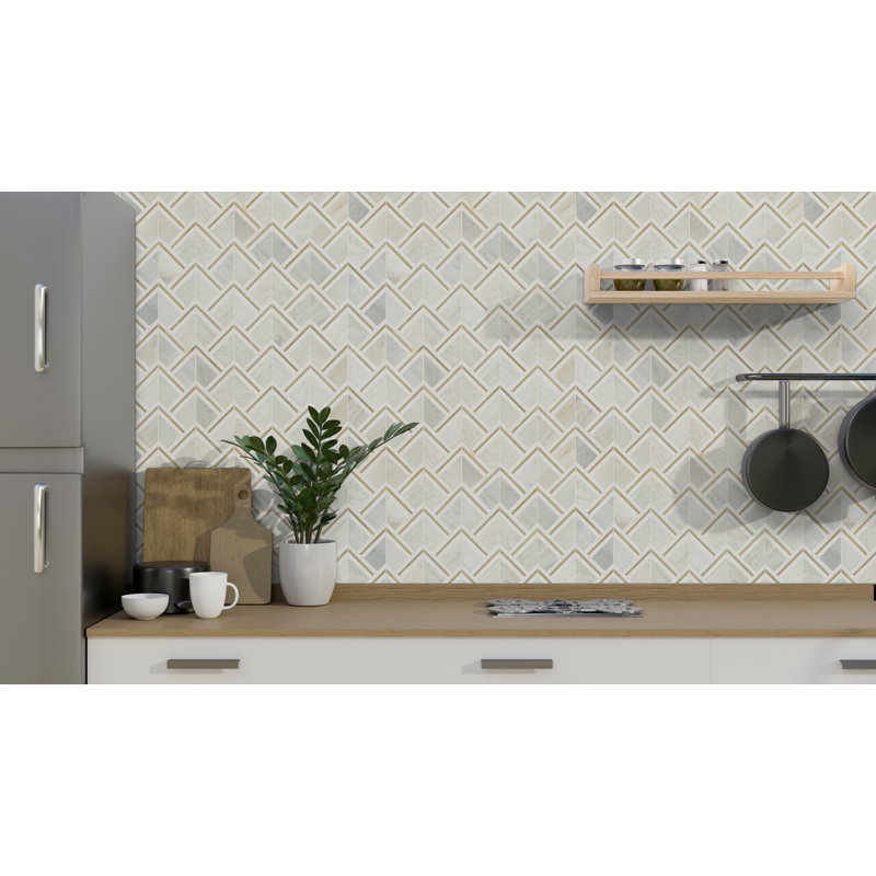 Artemis Solara Regal Geometric 10 in. x 13 in. Stone Metal Blend Mosaic Floor and Wall Tile