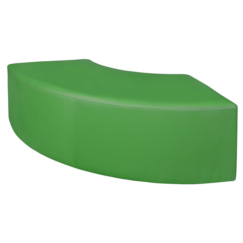 Aurora Curved Vinyl Ottoman, Envy Green Faux Leather