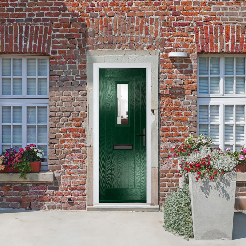 Crystal GRP Front door Sunningdale Anthracite Grey 920mm x 2090mm Open in Right hand Clear Glass, 89mm x 209mm, Left, Green