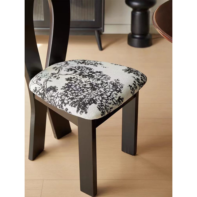 Blevins Chair, Motif floraux gris, Noir