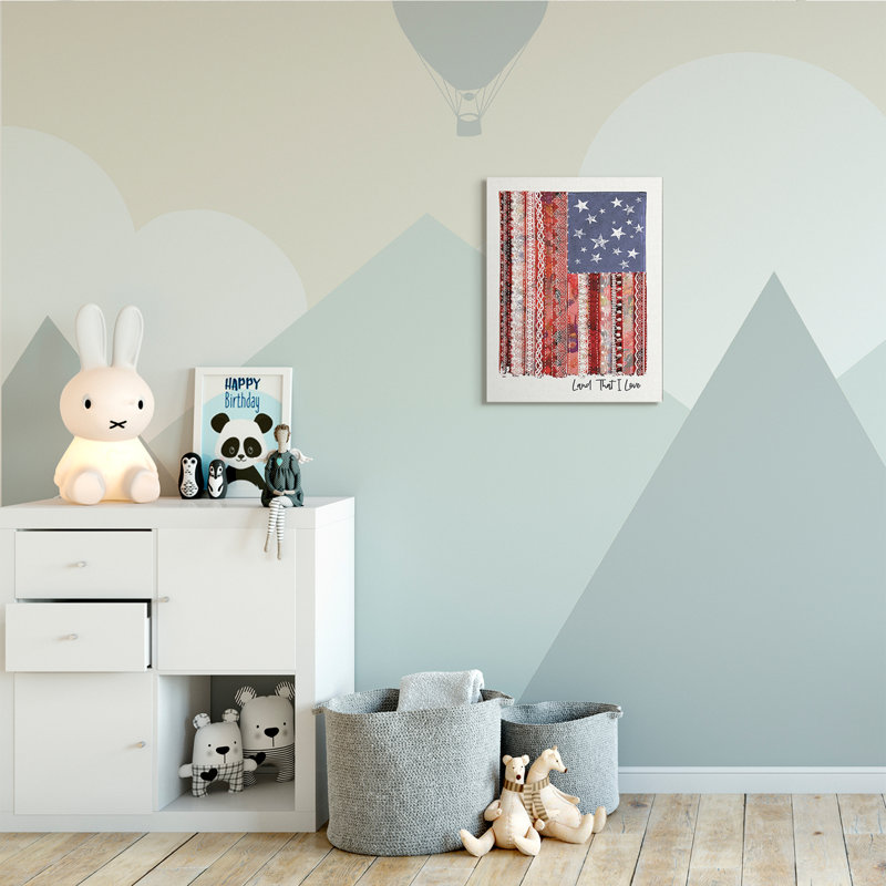 Drapeau américain Land That I Love Expression Macramé, H 20 po x l 16 po x P 1,5 po, Toile tendue