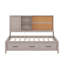 Lit de jour simple avec tablettes de rangement, planche de liège, ports USB et tiroirs-1688075143