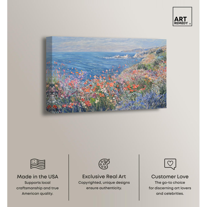 Flowered Edge 30" x 20" Wrapped Canvas Floral Art