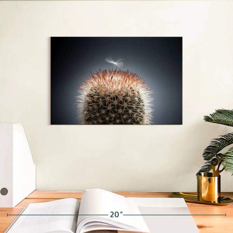 Harnek, graines de pissenlit sur cactus, H 8 po x l 12 po