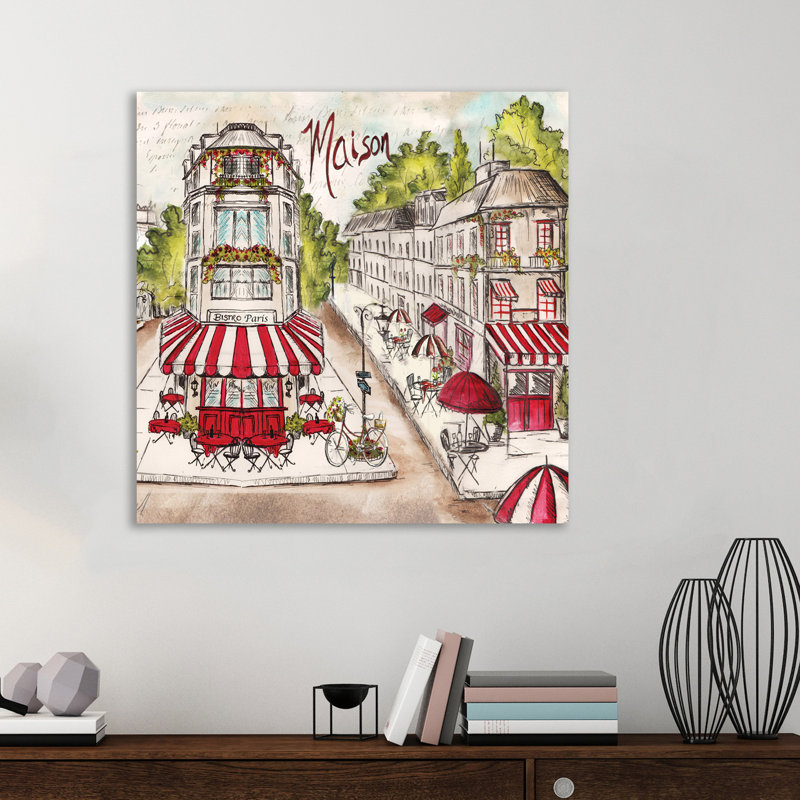«Paris Bistro V» par Tre Sorelle Studios, reproduction d'art graphique sur toile, H 24 po x l 24 po