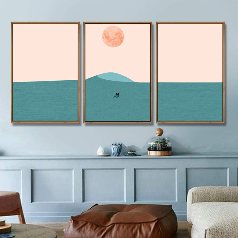 «Abstract Landscape Simple Style Moon - Floater Frame», impression sur toile, H 24 po x l 48 po x 1,5 po