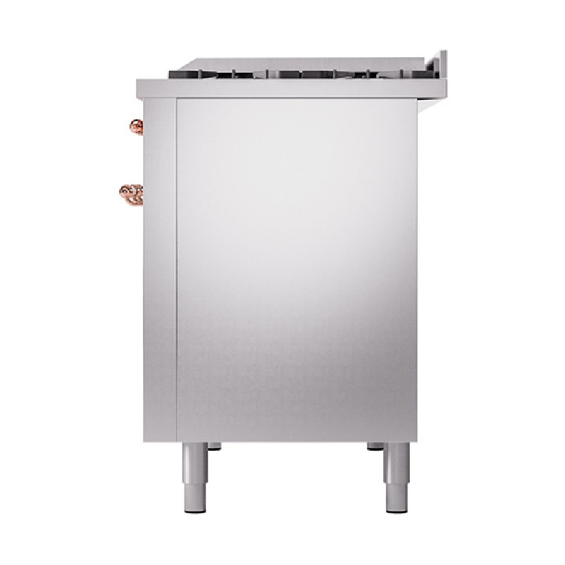 ILVE Nostalgie II Noblesse 48 in Dual Fuel Range, 8 Burner, Griddle, Stainless Steel/Copper, Natural Gas