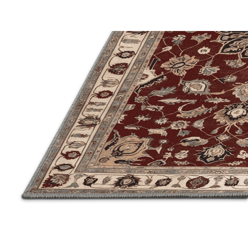 Tapis persan gris lavable à la machine, Carré 5 pi