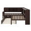 Lit plateforme en L avec lit gigogne, tiroirs de rangement et tablettes-197521496