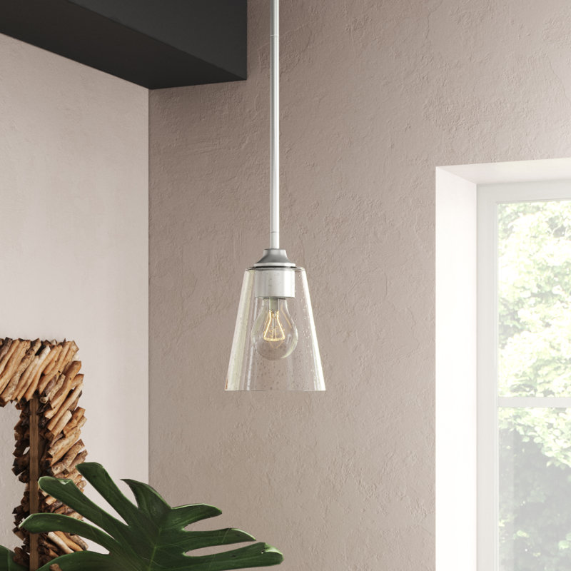 Luminaire suspendu en forme de cloche à 1 lumière Weccacoe, Nickel brossé