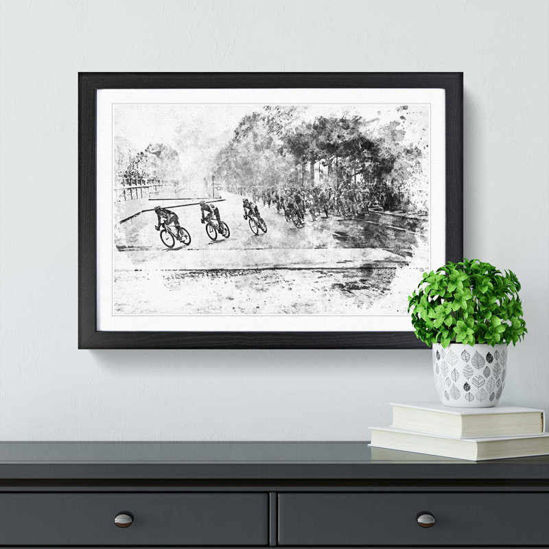 Tour de France Cycling in Abstract - Framed Print, Black Framed, 48cm H x 65cm W x 2cm D