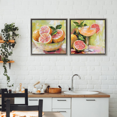 Ensemble de cadre flottant 2 pièces Grapefruit Bowl & Cocktail, design par Riley B