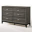 Commode 6 tiroirs Valdemar, finition gris patiné