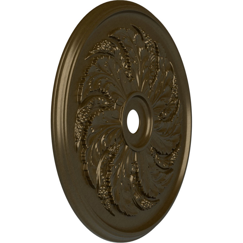 Médaillon de plafond Endurathane Milton, DO 40 5/8 po x P 1 3/4 po (convient aux auvents jusqu'à 7 7/8 po), fini argent chaud peint à la main